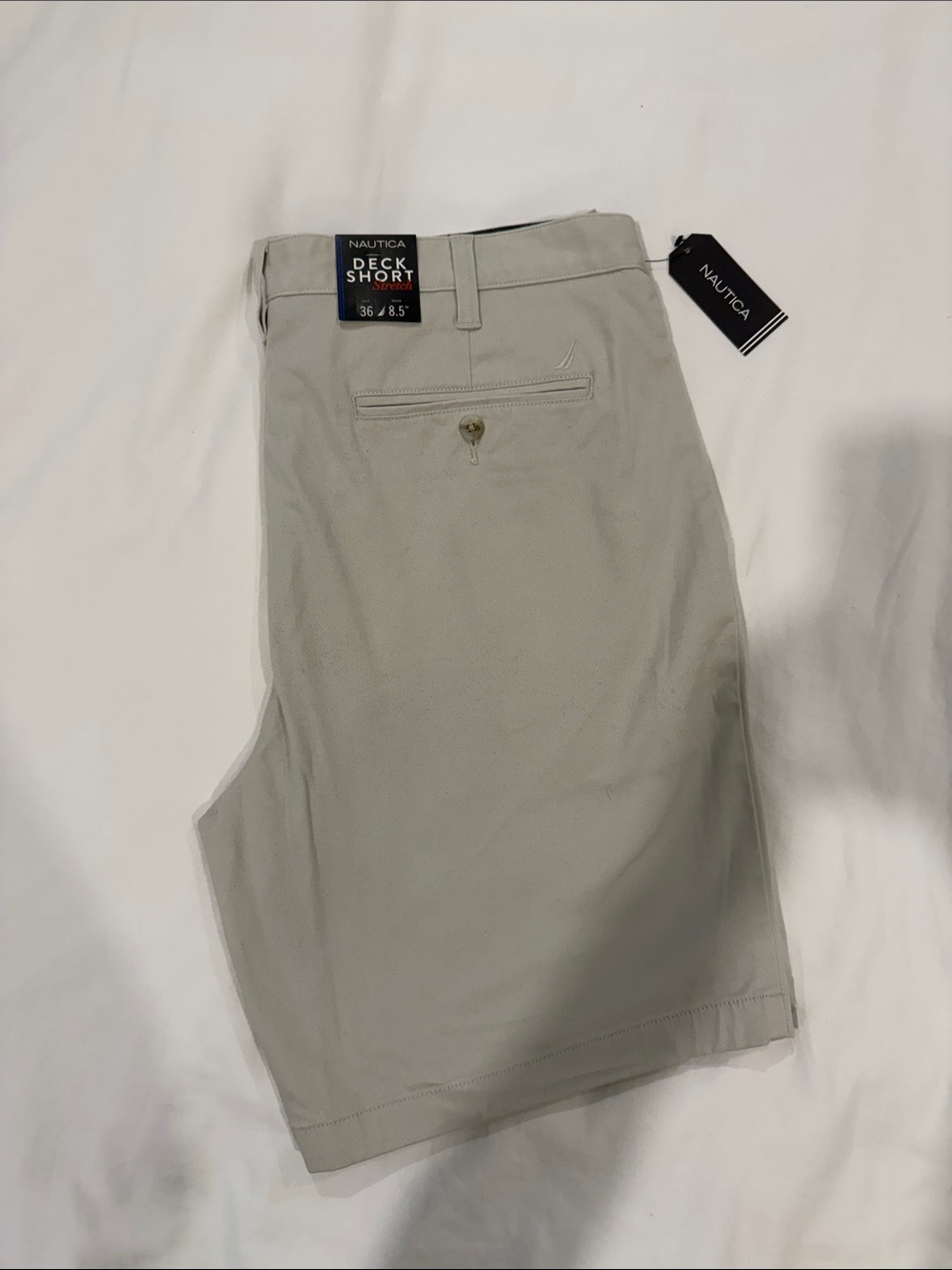 Nautica Men’s Light Gray Flat Front Deck Shorts